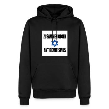 zusammen gegen antisemitismus - Männer Premium Bio Hoodie - Schwarz - Vorne - Nico (187cm)