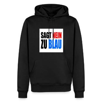 dit non au bleu - Sweat à capuche Premium bio Homme - noir - Devant - Nico (187cm)