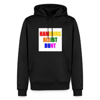 hamburg bleibt bunt - Männer Premium Bio Hoodie - Schwarz - Vorne - Nico (187cm)
