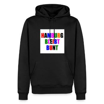 hamburg bleibt bunt - Männer Premium Bio Hoodie - Schwarz - Vorne - Nico (187cm)