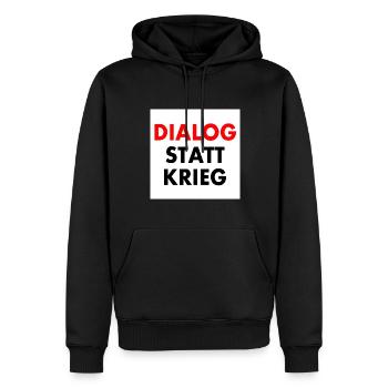 dialog statt krieg - Männer Premium Bio Hoodie - Schwarz - Vorne - Nico (187cm)