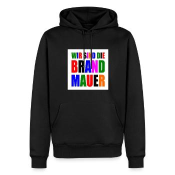 wir sind die brandmauer - Männer Premium Bio Hoodie - Schwarz - Vorne - Nico (187cm)