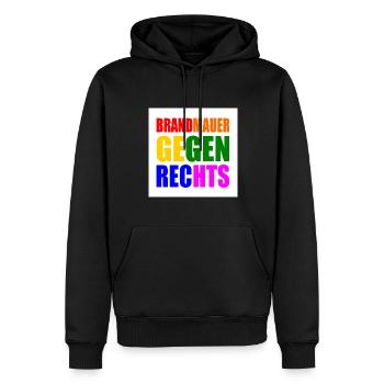 brandmauer gegen rechts - Männer Premium Bio Hoodie - Schwarz - Vorne - Nico (187cm)