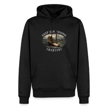 Chartes de pêche en haute mer - Sweat à capuche Premium bio Homme - noir - Devant - Nico (187cm)