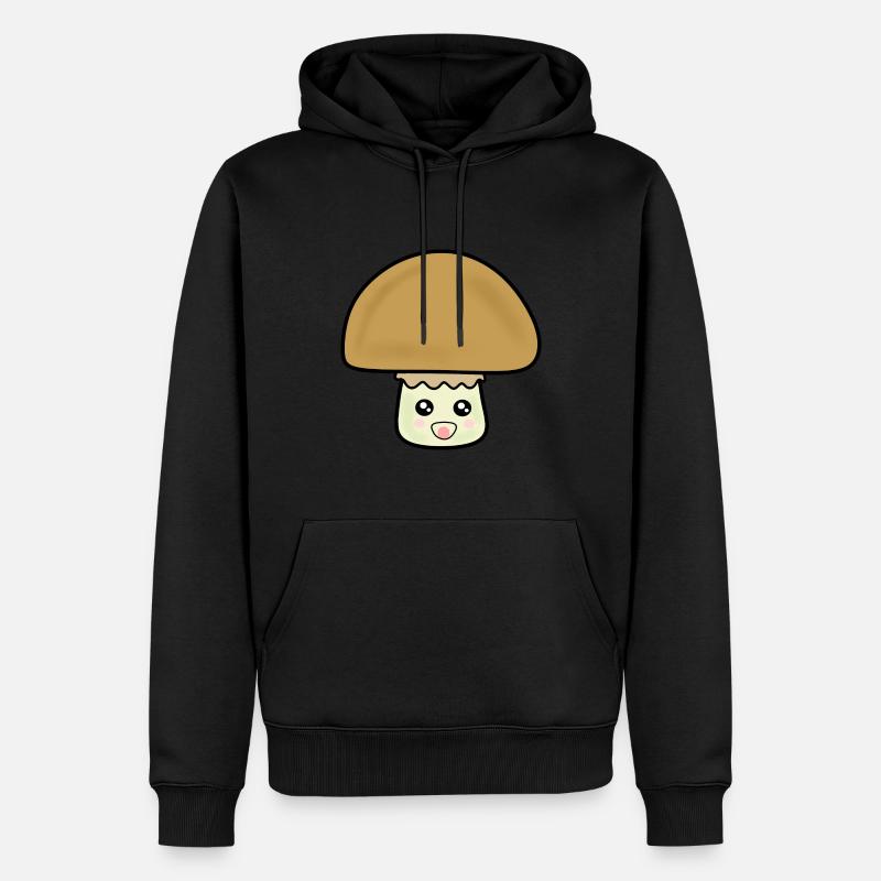 Champignon champignon mignon avec visage - Sweat à capuche Premium bio Homme - noir