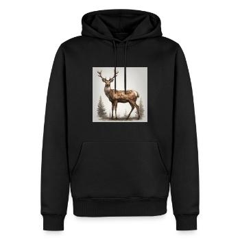 Hirsch - Männer Premium Bio Hoodie - Schwarz - Vorne - Nico (187cm)
