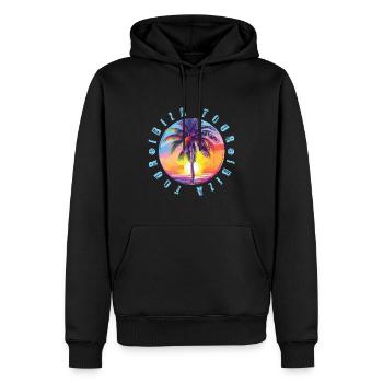 Visite d’Ibiza colorée - Sweat à capuche Premium bio Homme - noir - Devant - Nico (187cm)