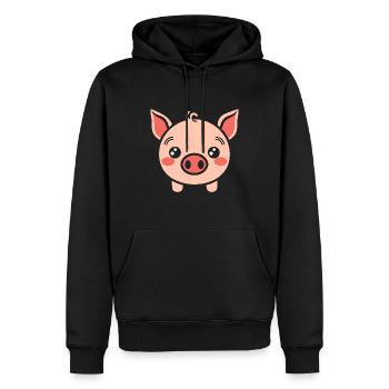 cochon - Sweat à capuche Premium bio Homme - noir - Devant - Nico (187cm)