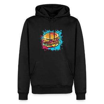 Colorful Cheeseburger Pop Art - Men’s Premium Organic Hoodie - black - Front - Nico (187cm)