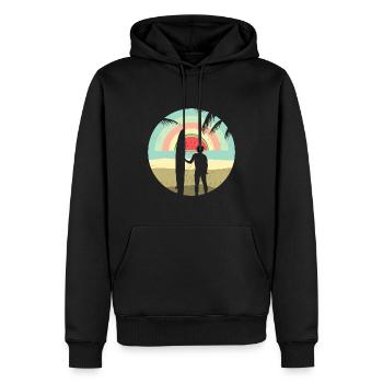 Lever de soleil d’été - Sweat à capuche Premium bio Homme - noir - Devant - Nico (187cm)