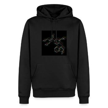 LSD-Molekül - Männer Premium Bio Hoodie - Schwarz - Vorne - Nico (187cm)