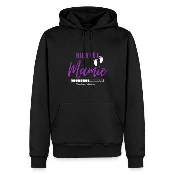Bientôt Mamie - Sweat à capuche Premium bio Homme - noir - Devant - Nico (187cm)