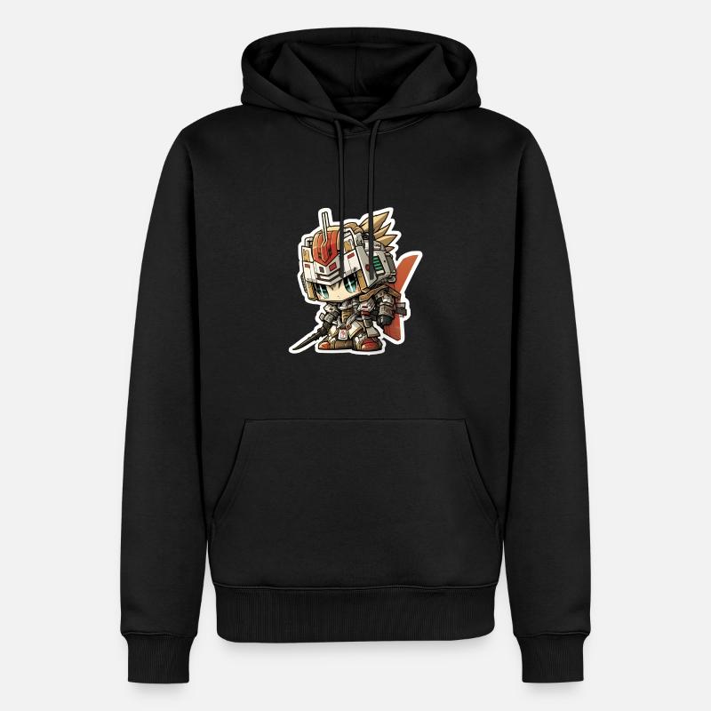 Chibi Samurai Roboter - Männer Premium Bio Hoodie - Schwarz