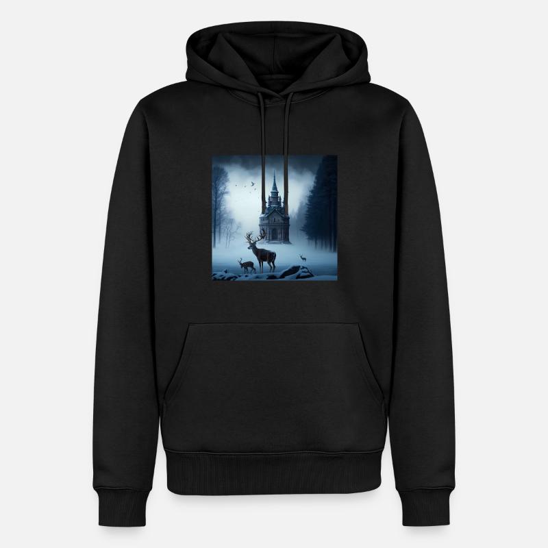 Mysterious Castle - Männer Premium Bio Hoodie - Schwarz