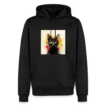 Distressed Grungy Punky Graffiti Cat IX - Men’s Premium Organic Hoodie - black - Front - Nico (187cm)
