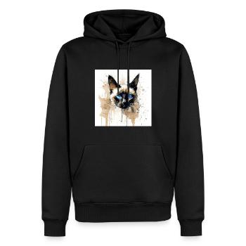 Distressed Grungy Punky Graffiti CatXVI - Men’s Premium Organic Hoodie - black - Front - Nico (187cm)