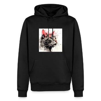 Distressed Grungy Punky Graffiti Cat XVIII - Men’s Premium Organic Hoodie - black - Front - Nico (187cm)