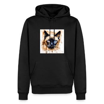 Distressed Grungy Punky Graffiti Cat XIX - Men’s Premium Organic Hoodie - black - Front - Nico (187cm)