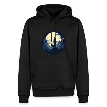 Young woman and her wolf 2 - Men’s Premium Organic Hoodie - black - Front - Nico (187cm)