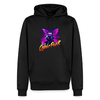 Cyberpunk Hase - Männer Premium Bio Hoodie - Schwarz - Vorne - Nico (187cm)