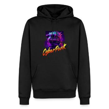 Cyberpunk-Eidechse - Männer Premium Bio Hoodie - Schwarz - Vorne - Nico (187cm)