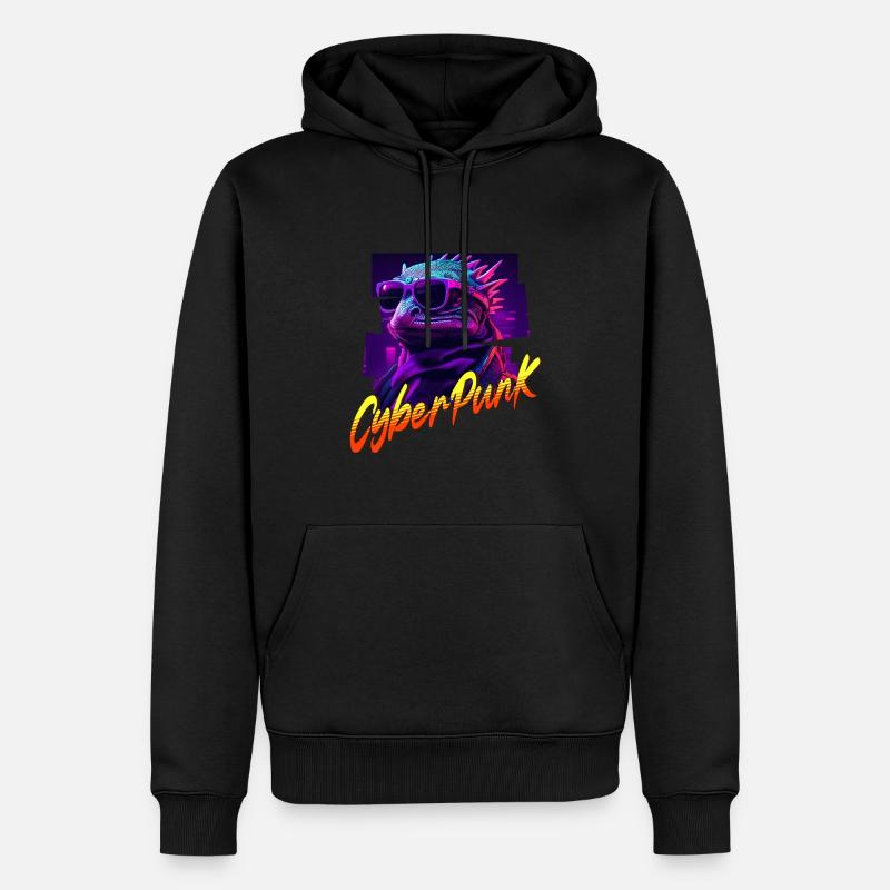Cyberpunk-Eidechse - Männer Premium Bio Hoodie - Schwarz