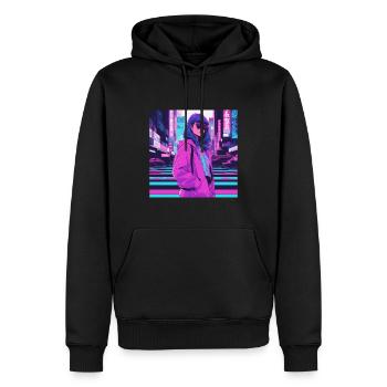 Vaporwave Anime Fille - Sweat à capuche Premium bio Homme - noir - Devant - Nico (187cm)