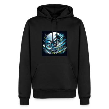 CyberTrack Moto - Männer Premium Bio Hoodie - Schwarz - Vorne - Nico (187cm)