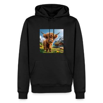 Highland cow, looking even cuter and sweeter - Men’s Premium Organic Hoodie - black - Front - Nico (187cm)