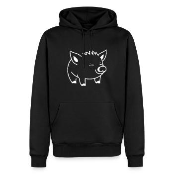Humour petit sanglier - Sweat à capuche Premium bio Homme - noir - Devant - Nico (187cm)