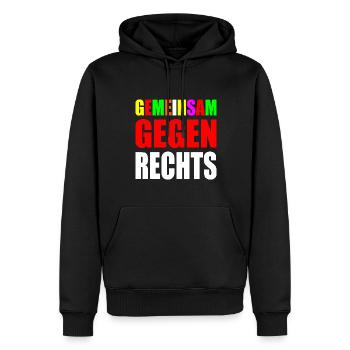 Gemeinsam gegen rechts - Männer Premium Bio Hoodie - Schwarz - Vorne - Nico (187cm)