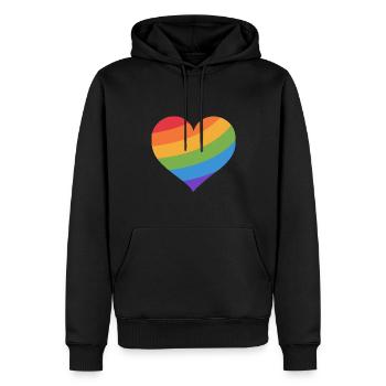 Rainbow Heart - Men’s Premium Organic Hoodie - black - Front - Nico (187cm)