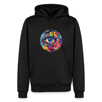 Œil psychédélique : Design trippant coloré - Sweat à capuche Premium bio Homme - noir - Devant - Nico (187cm)