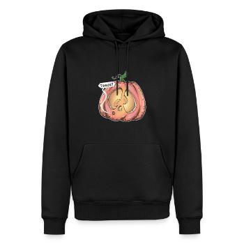 Alberner Kürbis, Leckerli? - Männer Premium Bio Hoodie - Schwarz - Vorne - Nico (187cm)