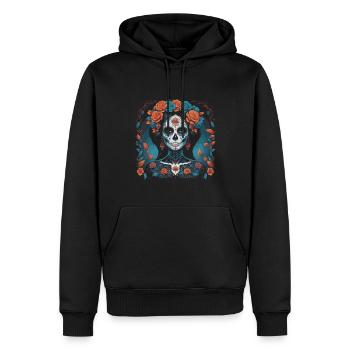 Santa Muerte Schädel Frau Design - Männer Premium Bio Hoodie - Schwarz - Vorne - Nico (187cm)