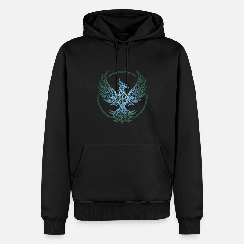 Elektrisch blauer polygonaler Phönix - Männer Premium Bio Hoodie - Schwarz