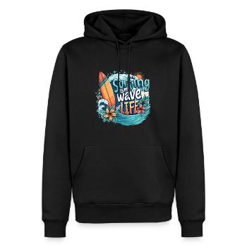 Le surf est ma vague de vie – Surfer & Ocean - Sweat à capuche Premium bio Homme - noir - Devant - Nico (187cm)
