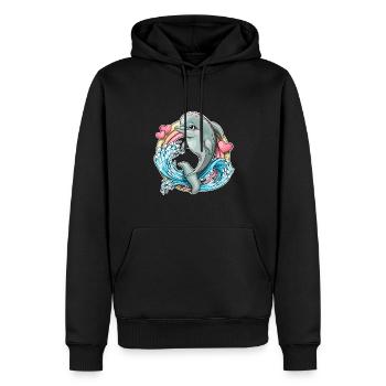 Dolphin - Men’s Premium Organic Hoodie - black - Front - Nico (187cm)