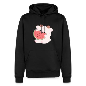 Vache Pastèque - Sweat à capuche Premium bio Homme - noir - Devant - Nico (187cm)