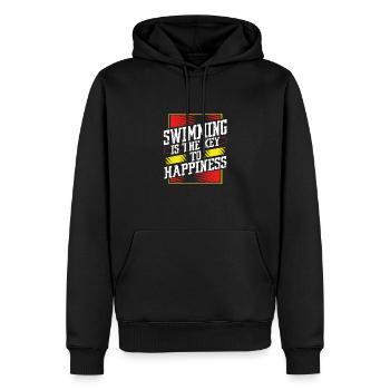Cadeau nageur La natation est la clé du bonheur Plaisir - Sweat à capuche Premium bio Homme - noir - Devant - Nico (187cm)