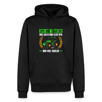 Opa Mit Traktor Wie Ein Normaler Opa Traktor - Männer Premium Bio Hoodie - Schwarz - Vorne - Nico (187cm)