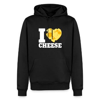 Ich liebe Käse - Herz Geschenk Gouda Pizza Brot - Männer Premium Bio Hoodie - Schwarz - Vorne - Nico (187cm)