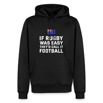 If Rugby Was Easy New Zealand Rugby - Männer Premium Bio Hoodie - Schwarz - Vorne - Nico (187cm)