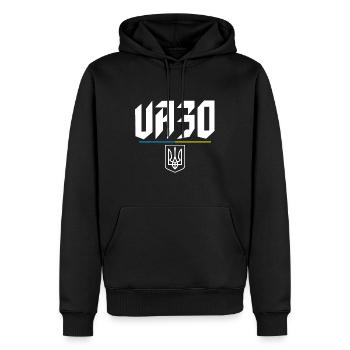 UA30 Symbole ukrainien Tryzub Ukraine Trident - Sweat à capuche Premium bio Homme - noir - Devant - Nico (187cm)