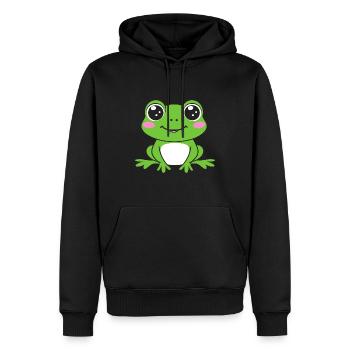 Kleiner Frosch - Männer Premium Bio Hoodie - Schwarz - Vorne - Nico (187cm)
