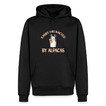 Distrait par les alpagas Alpaga - Sweat à capuche Premium bio Homme - noir - Devant - Nico (187cm)