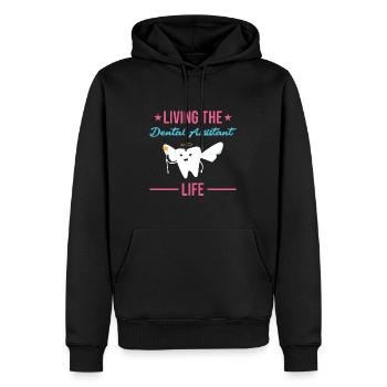 Vivre l’assistant dentaire Assistant dentaire de vie - Sweat à capuche Premium bio Homme - noir - Devant - Nico (187cm)
