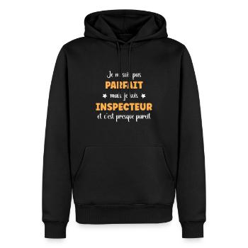 Je suis pas parfait mais Inspecteur - Sweat à capuche Premium bio Homme - noir - Devant - Nico (187cm)