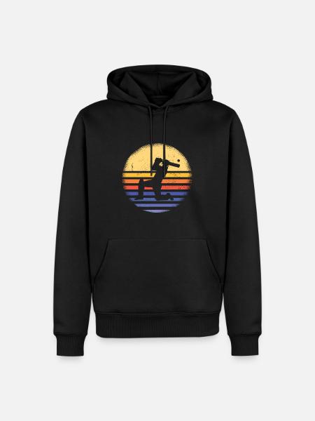 Sport Retro Sunset Cricket - Men’s Premium Organic Hoodie - black