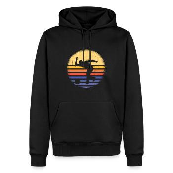 Sport Retro Sunset Bowling - Männer Premium Bio Hoodie - Schwarz - Vorne - Nico (187cm)